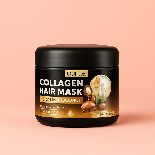 قناع الشعر بالكولاجين من OUHOE – ترميم عميق بالكيراتين وزيت جوز الهند